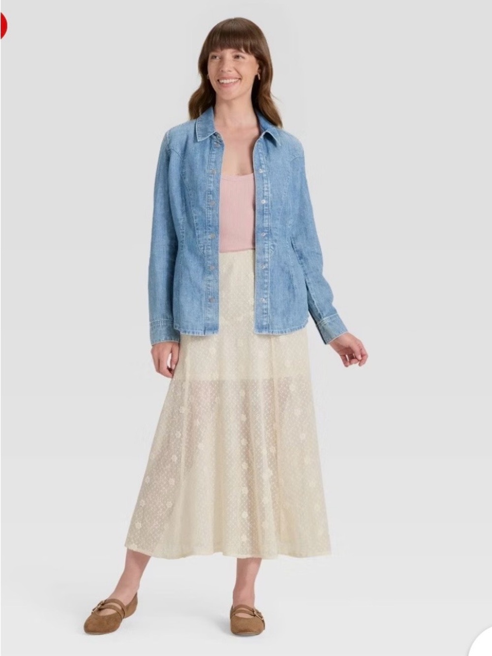 Universal Thread Lace Cream Skirt - Lightweight Feminine A-Line